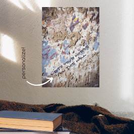 Abstract blauw en beige (gekraakte) poster