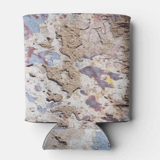 Abstract blauw en beige (gekraakte wand) blikjeskoeler (Achterkant)