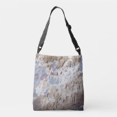 Abstract blauw en beige (gekraakte wand) crossbody tas (Achterkant)