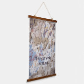Abstract blauw en beige (gekraakte wand) hangend wandkleed (Gebogen)