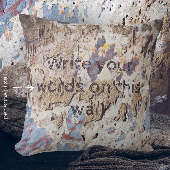 Abstract blauw en beige (gekraakte wand) kussen (Creator heeft geüpload)