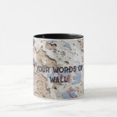 Abstract blauw en beige (gekraakte wand) mok (Midden)