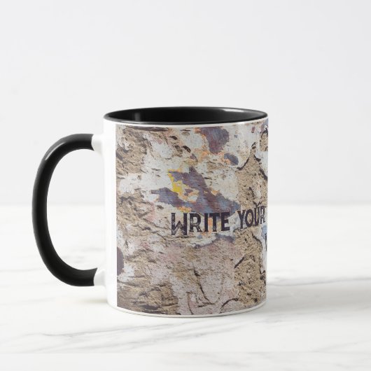 Abstract blauw en beige (gekraakte wand) mok (Links)