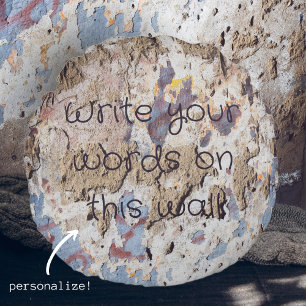 Abstract blauw en beige (gekraakte wand) rond kussen