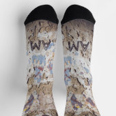 Abstract blauw en beige (gekraakte wand) sokken (Top)