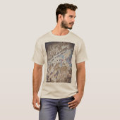 Abstract blauw en beige (gekraakte wand) t-shirt (Voorkant volledig)
