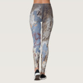 Abstract blauw en beige leggings (Achterkant)