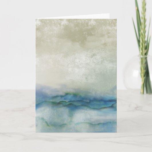 Abstract blauw en beige oceaangewaterverf kaart (Voorkant)