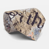 Abstract blauw en beige stropdas (Opgerold)