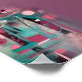 Abstract blauw en Blauwgroen moderne kunst Poster (Hoek)