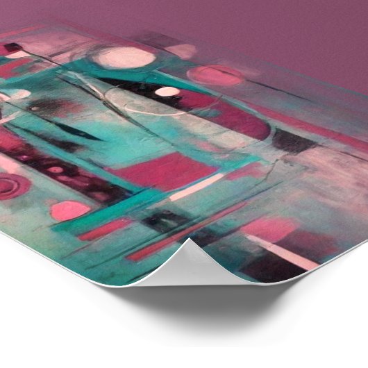 Abstract blauw en Blauwgroen moderne kunst Poster (Hoek)