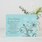 Abstract blauw en bruin na huwelijksfeest kaart (Staand voorkant)