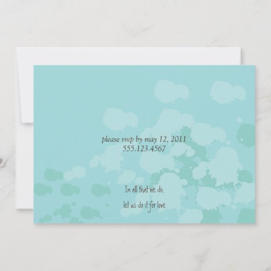 Abstract blauw en bruin na huwelijksfeest kaart (Achterkant)