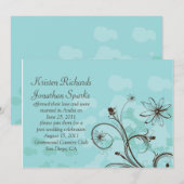 Abstract blauw en bruin na huwelijksfeest kaart (Voorkant / Achterkant)