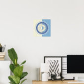 Abstract blauw en cream Cirkelontwerp Afdrukken Poster (Thuiskantoor)