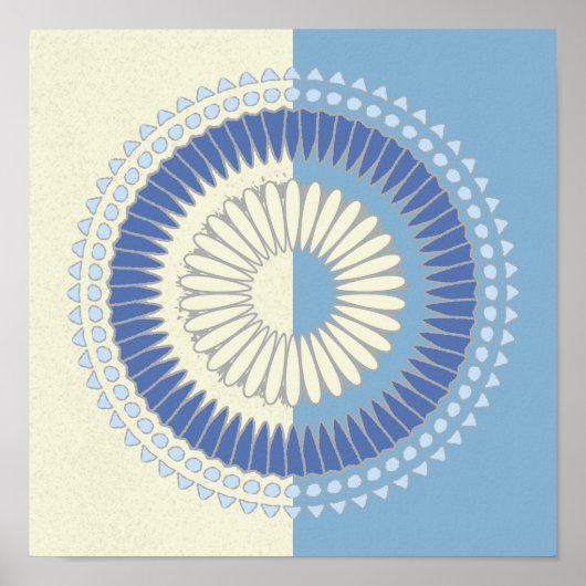 Abstract blauw en cream Cirkelontwerp Afdrukken Poster (Voorkant)