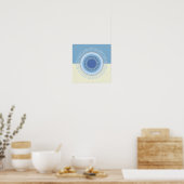 Abstract blauw- en creamventilatorontwerp Afdrukke Poster (Keuken)