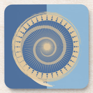 Abstract blauw en draaiend zoncirkelontwerp bier onderzetter