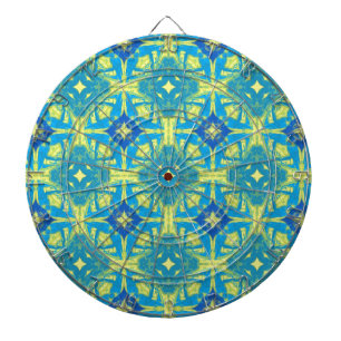 Abstract blauw en geel dartbord