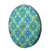 Abstract blauw en geel dartbord (Voorkant Rechts)