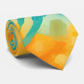Abstract Blauw en Geel Design stropdas (Opgerold)