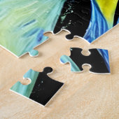 Abstract Blauw en Geel Kunst Man Grappig Portret Legpuzzel (Zijkant)