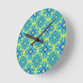 Abstract blauw en geel ronde klok (Hoek)