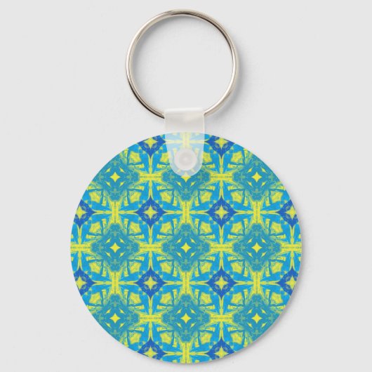 Abstract blauw en geel sleutelhanger (Voorkant)