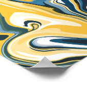 Abstract Blauw en Geel Stromend Patroon Poster (Hoek)