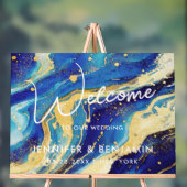 Abstract blauw en goud aangepaste bruiloft welkom acryl bord (Neutraal)