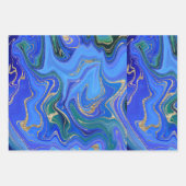 Abstract blauw en goud inpakpapier vel (Voorkant 3)