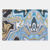 Abstract blauw en goud inpakpapier vel (Voorkant 2)