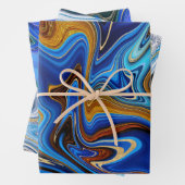 Abstract blauw en goud inpakpapier vel (In situ)