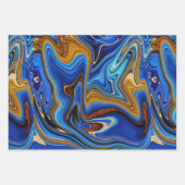 Abstract blauw en goud inpakpapier vel (Voorkant)