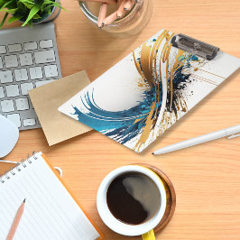 Abstract blauw en goud klembord – Dynamic Design