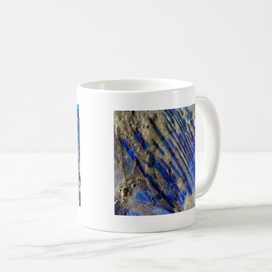 Abstract blauw en goud koffiemok (Voorkant rechts)