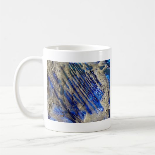 Abstract blauw en goud koffiemok (Links)