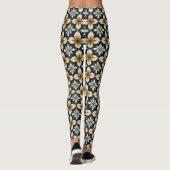 Abstract blauw en goud leggings (Achterkant)
