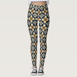 Abstract blauw en goud leggings