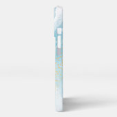 Abstract blauw en goud marmer iPhone hoesje (Linkerkant)