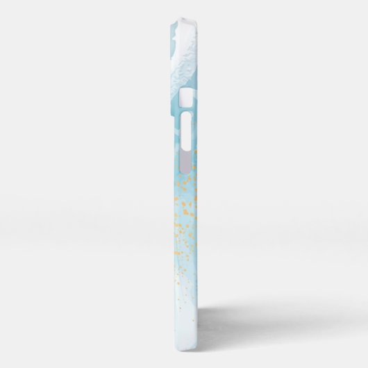 Abstract blauw en goud marmer iPhone hoesje (Linkerkant)