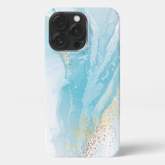 Abstract blauw en goud marmer iPhone hoesje (Achterkant)