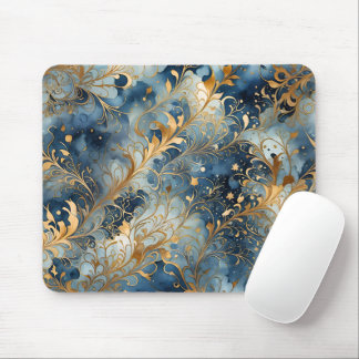 Abstract blauw en goud muismat