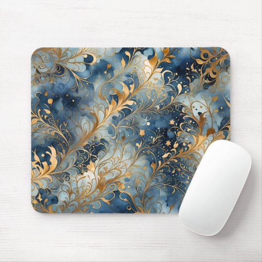Abstract blauw en goud muismat (Met muis)