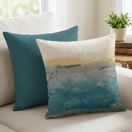 Abstract blauw en goud waterverf landschap kussen