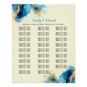 Abstract blauw en goud Waterverf Zitplaatskaart Perfect Poster (Voorkant)