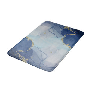 Abstract blauw en goudblauw badmat