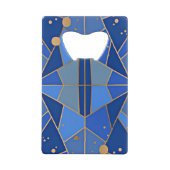 Abstract blauw en gouden design creditkaart flessenopener (Voorkant)