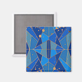 Abstract blauw en gouden design magneet (Voorkant / Achterkant)