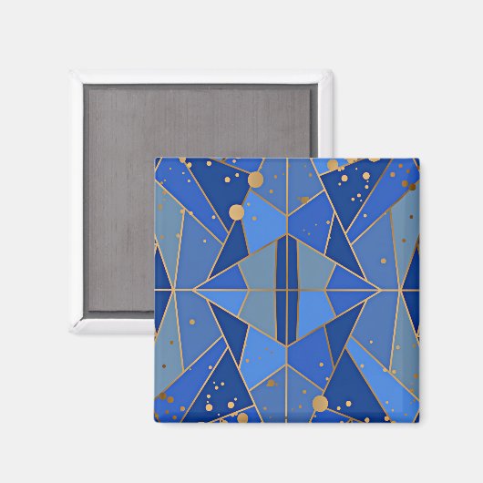 Abstract blauw en gouden design magneet (Voorkant / Achterkant)
